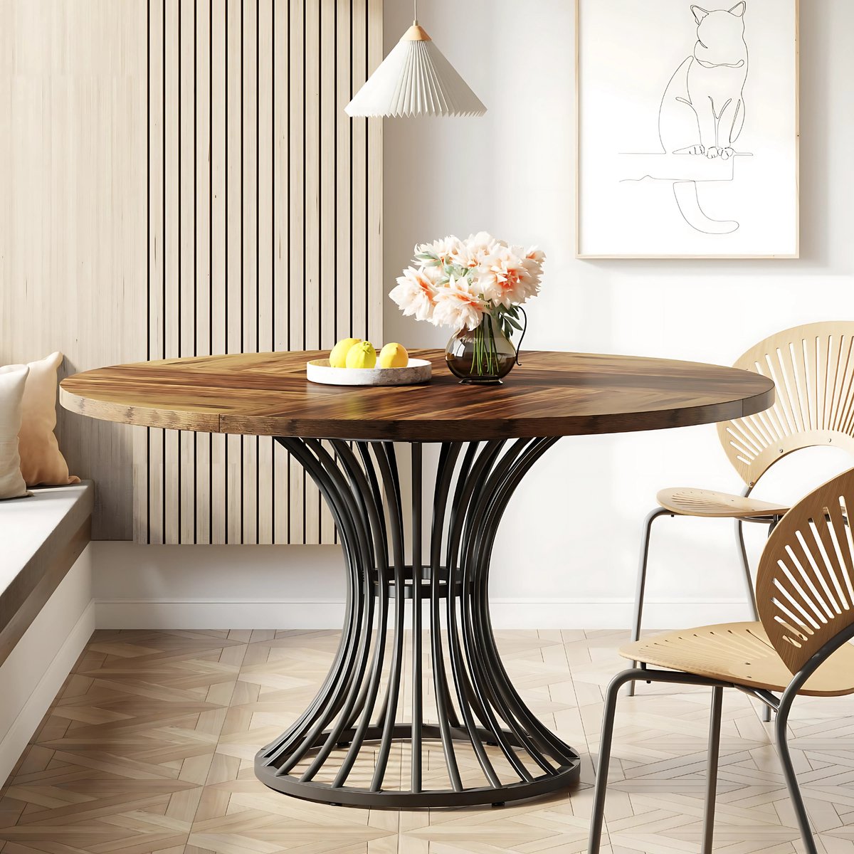 Ronde Eettafel Zurich - Voor 4 personen - 120cm - Voor Keuken of eetkamer - Hout
