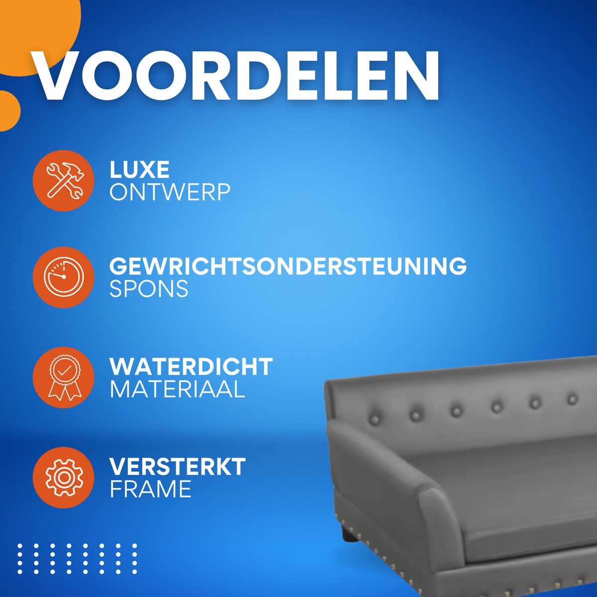 Hondenbank Jerino - Hondensofa op poten - Hondenzetel - Afneembaar kussen - 100cm