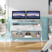 Bureau voor thuis - Met 2 lades - 120 cm - Wit - Computerbureau - Voor volwassenen - Dames