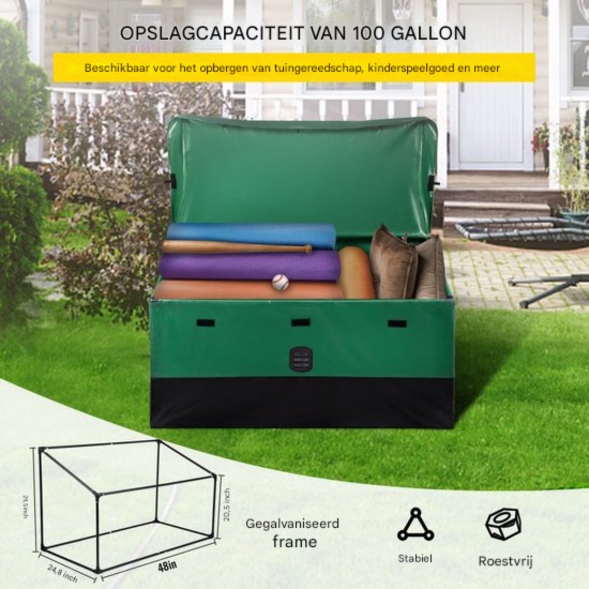 Opbergbox met deksel - 440L - Tuinbox - Buitenopbergbox - Kussenbox - Buiten - Opbergdoos - 1430x675x605mm - Waterdicht