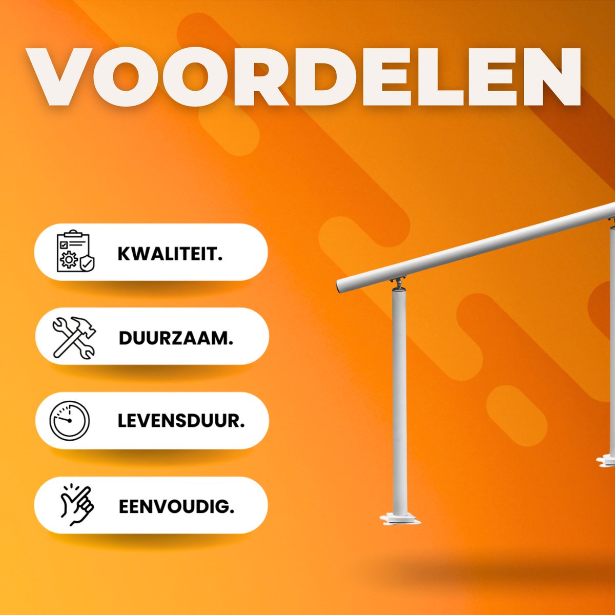 Trapleuning wandtrap - Balustrade - Houders - Leuningen voor Trappen - Staal - Met trapleuninghouders
