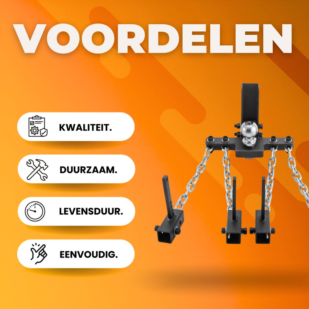 Trekhaakdrager - Voor caravan - Trekhaak aanhanger - Driehoek 45,7cm - Kettinglengte 10,2cm - Trekbeugel