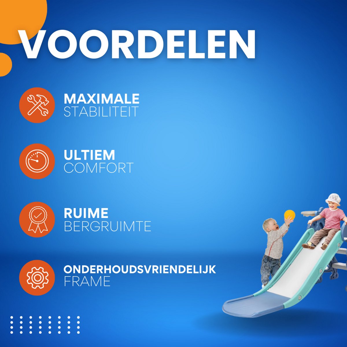Kinderglijbaan 3 in 1 - Met Basketbalring - Verstelbaar - Speeltoestel - Losse glijbaan - Voor binnen en buiten - Blauw