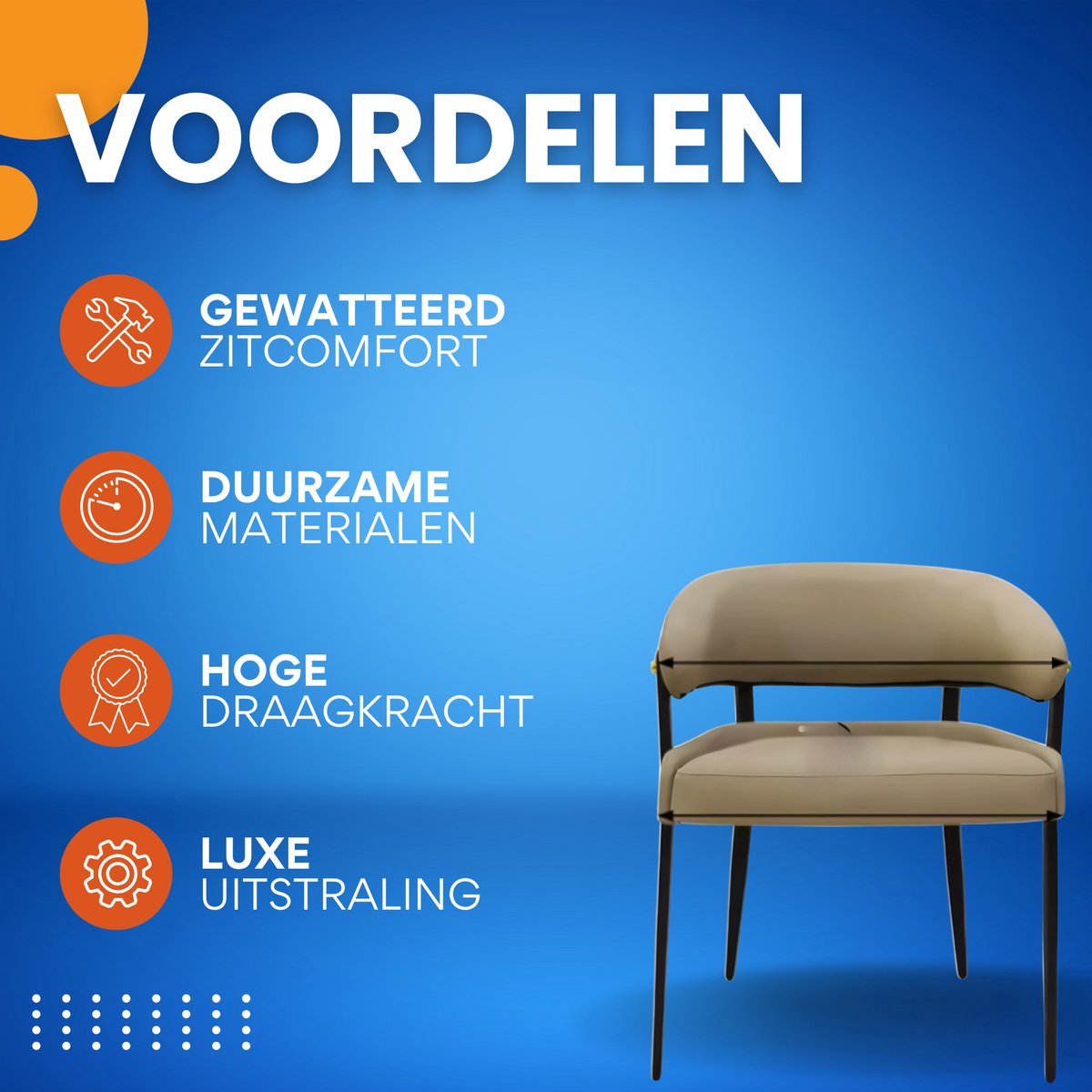 Keukenstoelen Valora - Luxe Keukenstoelen - Set van 2 - Microvezelleer Eetkamerstoelen met Gestoffeerde Zitting - Voor Restaurant, Hotel of Kantoor