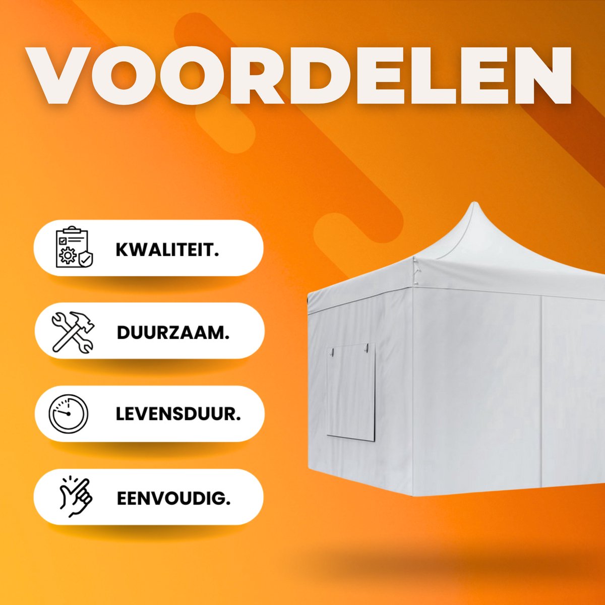 Paviljoen - Opvouwbare Partytent - Tuintent 3x3 m - Voor 6-8 Personen - Kamperen