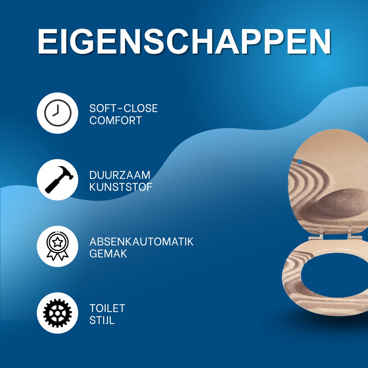 WC-bril - Toiletbril – Voor Toilet & Badkamer – Soft-Close – Duurzaam Kunststof - Met print