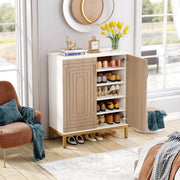 Schoenenkast deluxe - Met deuren - Khaki - 20 paar - Schoenenrek - 80m - 6 laags - Opbergkast
