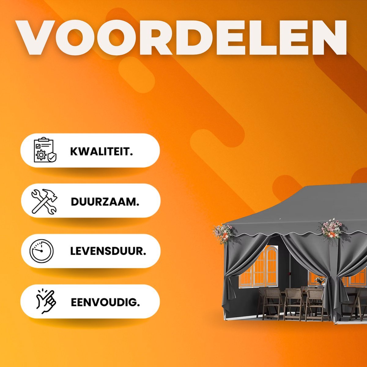 Paviljoen Tavien - Partytent - Tuin tent - Overkapping - Gazebo - Opvouwbare Partytent met Zijwanden - UV50+ Bescherming - Waterdicht & Stevig - Voor Tuinfeest & Buitengebruik - Grijs - 3x6m