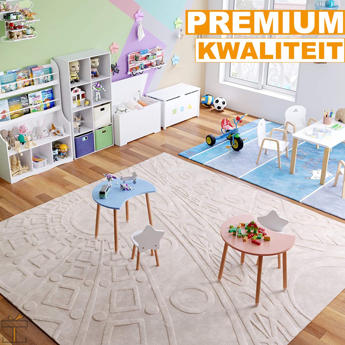Kinderbureau met stoel - Kindermeubel - Kindertafel - Speeltafel - Tekentafel - Blauw