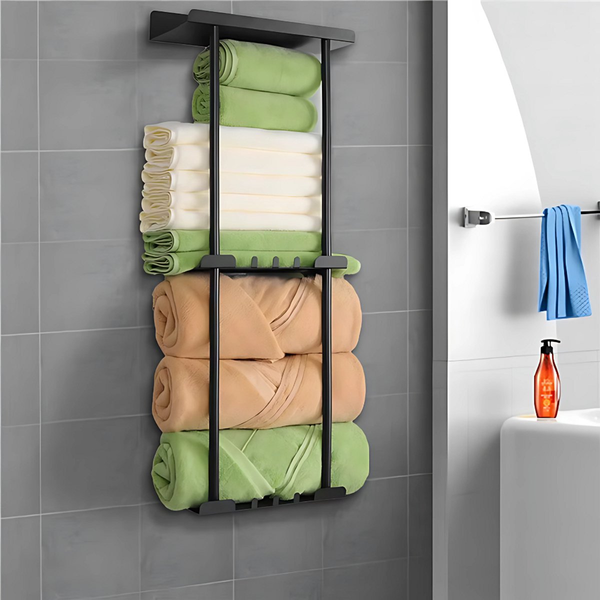 Handdoekenrek badkamer - 80cm - Voor Badkamer en Keuken - Handdoekrek - 3 lagen - Wandmontage