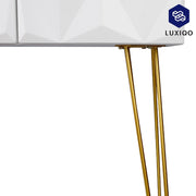 Luxiqo® Kaptafel - Make-Up Tafel - Kaptafel Set met Spiegel - 360° Draaibare Make-Up Spiegel - 3 Lades - Fluwelen Kruk - Wit/Grijs