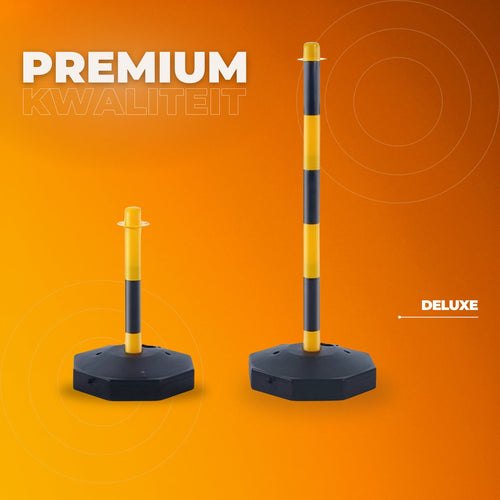 Afzetpalen - Set van 6 - Slagboompalen - Afzetlint - Afzetkoord - Afzetketting - 285x285mm - Verkeerskegels met Ketting