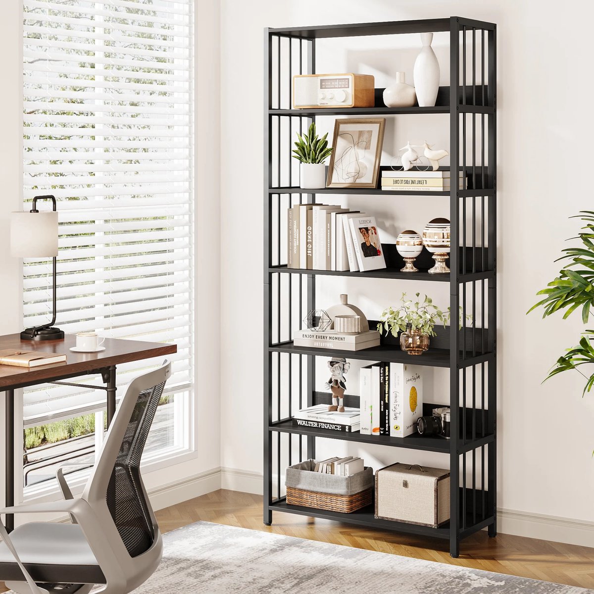 Staande Boekenkast met 5 Lagen - Voor Woonkamer, kantoor of slaapkamer - Boekenplank - Opbergrek - Zwart