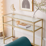 Bolt Edge Console Tafel Deluxe - 100cm - Transparant - Wandtafel - Sidetable - Goud