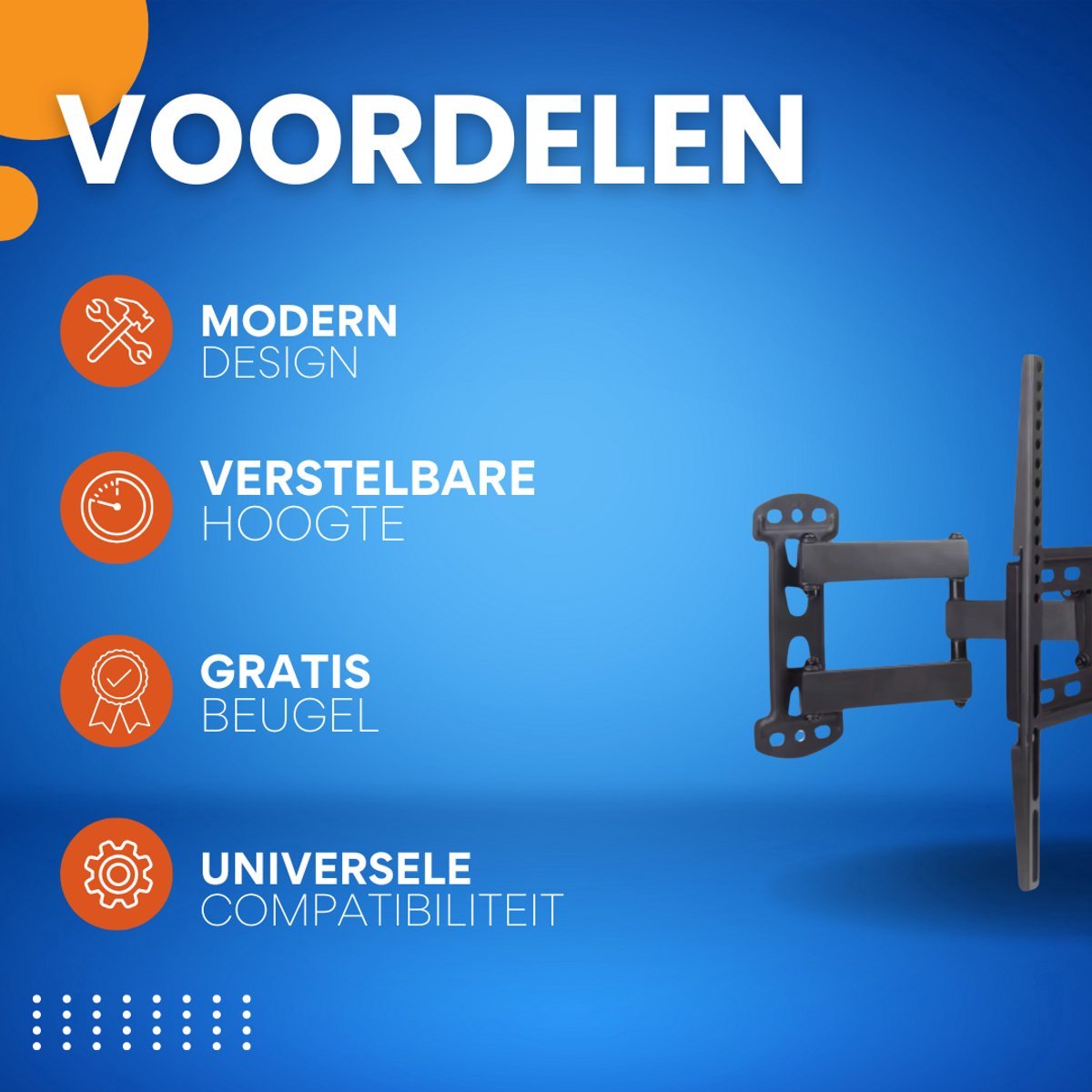 TV muurbeugel Vaylen - Voor 32"-55" inch - Draaibaar en kantelbaar - Ultra Slim & ruimtebesparend - Beugel statief - Zwart