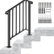 Trapleuning voor 2-3 tredes - Balustrade - Houders - Leuningen voor Trappen - Staal - Met trapleuninghouders - 37cm