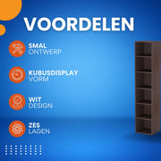 Opbergkast Ceylix - Boekenkast - Vakkenkast - Boekenrek - 180cm hoog - Woonkamer, slaapkamer, kantoor