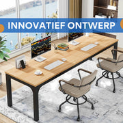 Computerbureau Milano - Voor 2 Personen - 200cm - Naturel - Voor thuis of werk - Hout en metaal