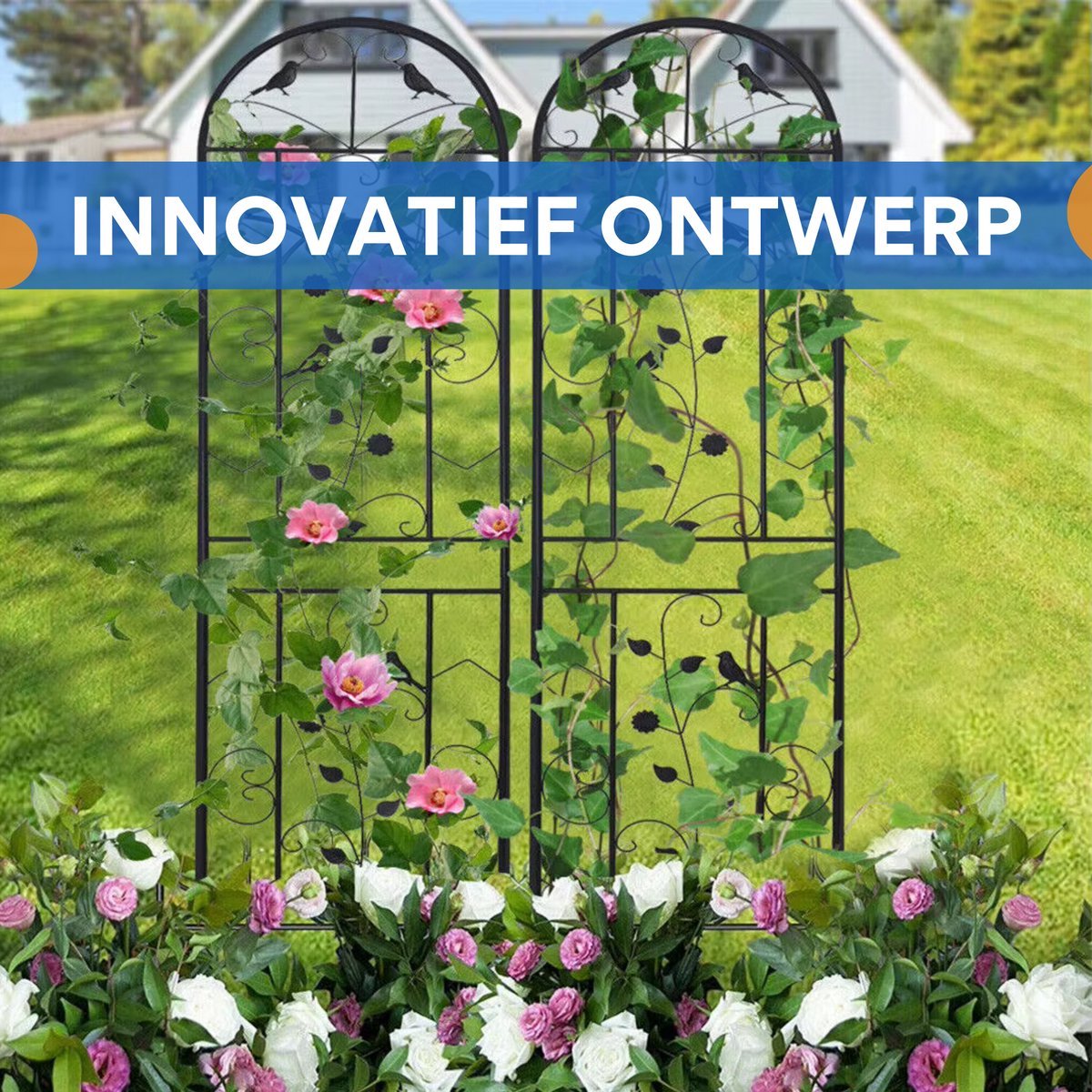 Trellis Opulence - Tuin Trellis Hek - 2 stuks - Voor Buiten - Metalen Klimplant Bloempanelen - 188cm - Anti-Roest Scherm voor Rand en Tuinrand