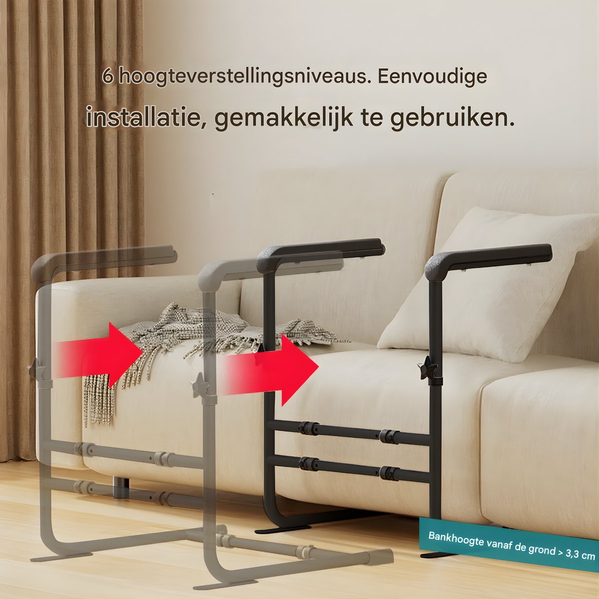 Opstahulp - Veligheidsgreep - Hulpmiddelen - Bed beugel - Bedsteun - Voor Ouderen & Zwangere Vrouwen - In Hoogte Verstelbare - Zwart