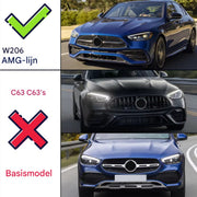 Voorbumper Splitter Lip - C63 Stijl - Gloss Zwart - Voor Mercedes C-Klasse W206/S206 (2022-2024) - Auto Accessoires