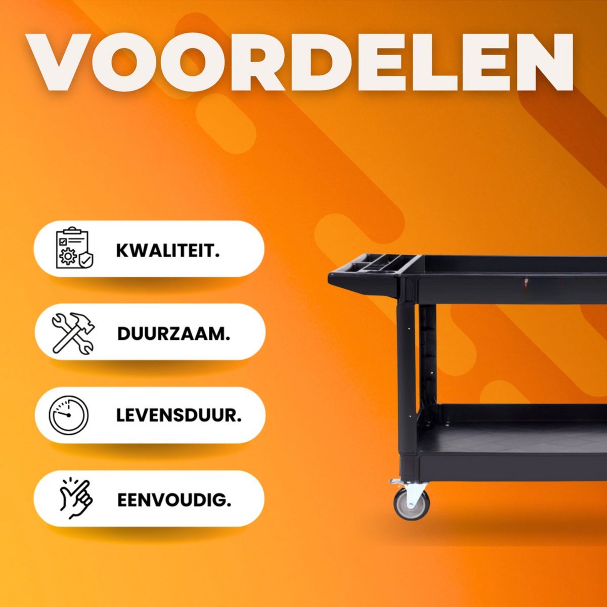 Serveerwagen - Op wieltjes - 2 lagen - 250KG draagvermogen - Servicewagen