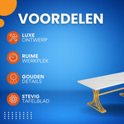 Bureau Aravon - Modern 180cm - Computerbureau Marmerlook - Voor Thuis of Werk