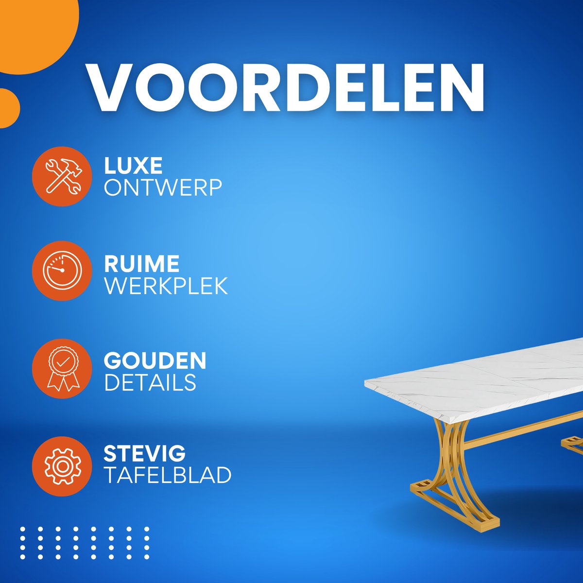 Bureau Aravon - Modern 180cm - Computerbureau Marmerlook - Voor Thuis of Werk