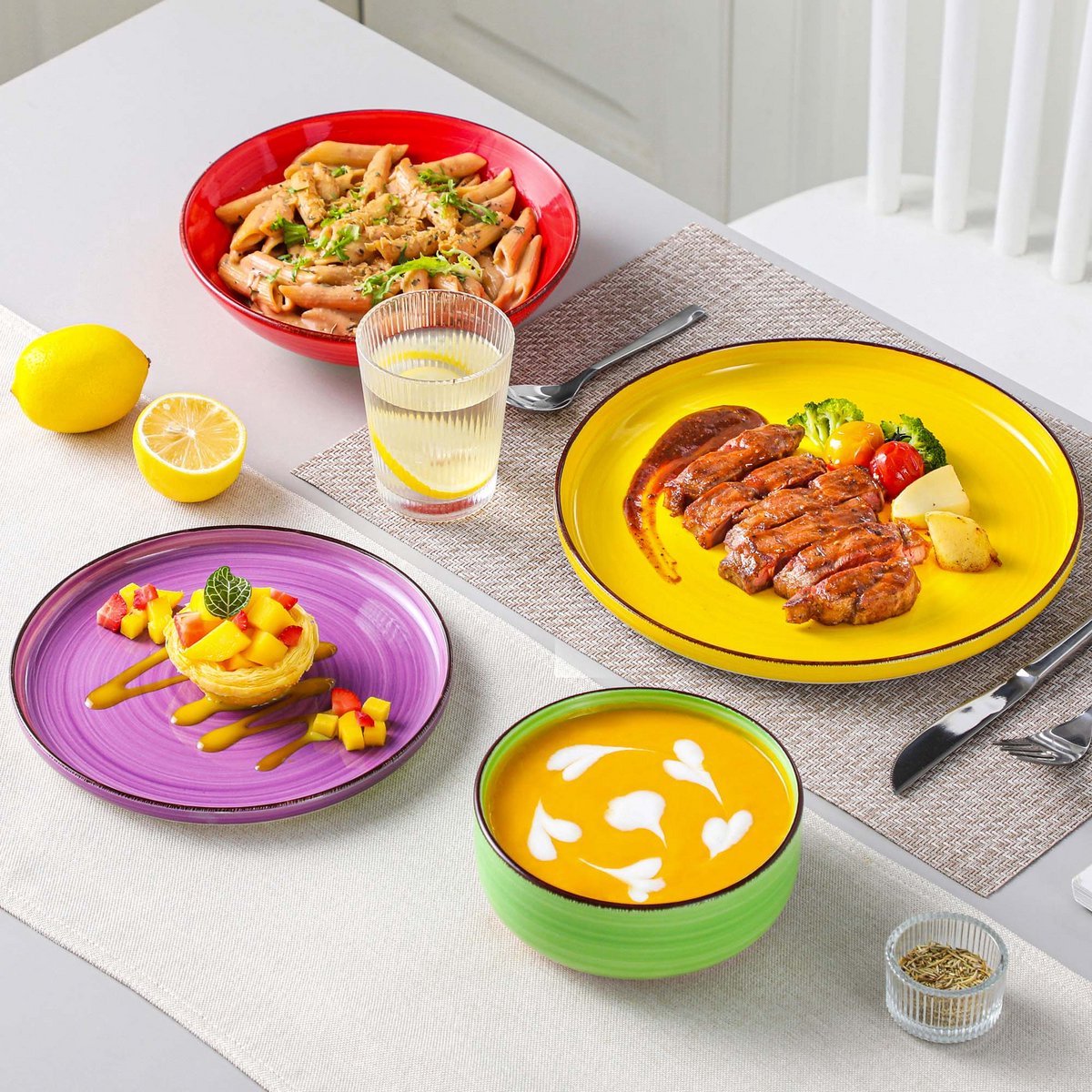 Valenza Serviesset Belloré - 32 delig - 8 persoons - Rainbow - Dinerborden - Bordenset - Diepe borden - Ontbijtborden - Servies - Keukenservies