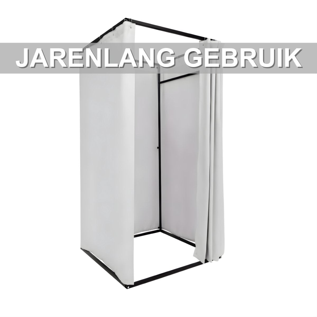 Paskamer met gordijn - Pashok - Opvouwbaar - Kleedkamer - Voor kledingwinkels - Grijs