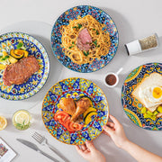 Silken Serviesset - Dinerborden - 18 delig- 6 persoons - Kleurrijk Keramisch - Breakfast Plates