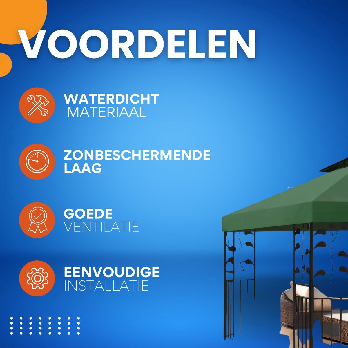 Partytent Vaylen - Dak groen - 3x3m doek - Tentdoek - Vervangend dak voor tent - Paviljoen - Waterdicht