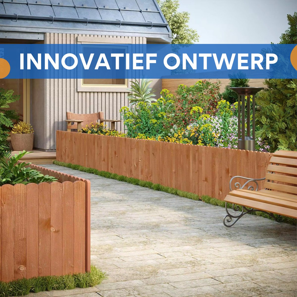 Tuin Gras Gazon Rand - Flexibele Houten Border voor Tuinhek - Tuinafboording voor Outdoor Landschap & Tuindecoratie - 203x60x1.4cm Bruin