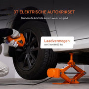Draagbare Autokrik - Complete set - Elektrisch en Handmatig auto krik - Schaarkrik - Assteunen - Garage krik - 17-42mm - Oranje