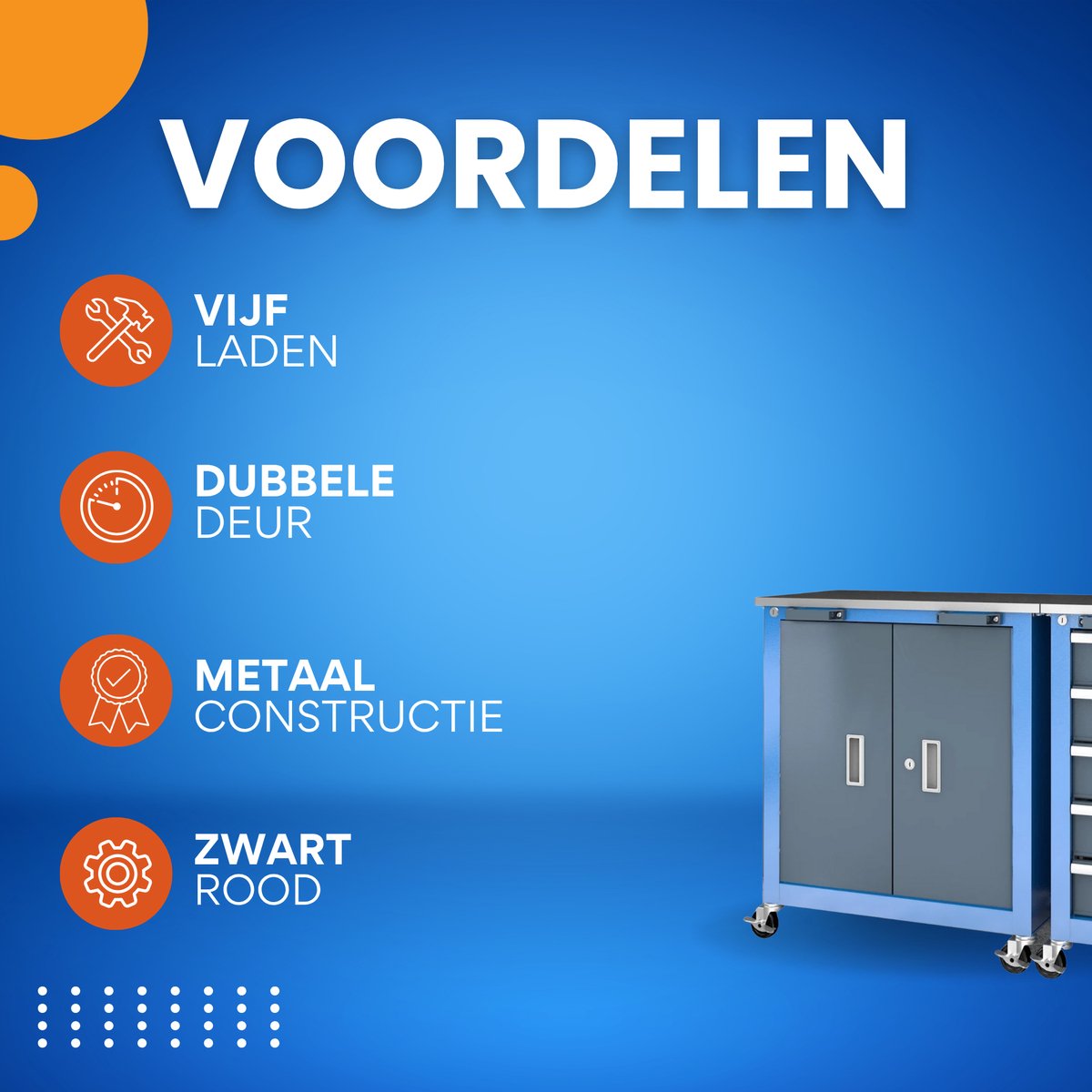 Dubbele Gereedschapskast op wielen - 2 vakken en 5 lades - Draagbaar - Voor monteurs - Gereedschapskist - Afsluitbaar - Zwart