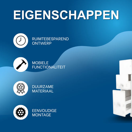 Badkamerkast - Opbergkast - Badkamermeubel - Voor smalle badkamers - Op wieltjes - Wit - 53*19,5*75 cm
