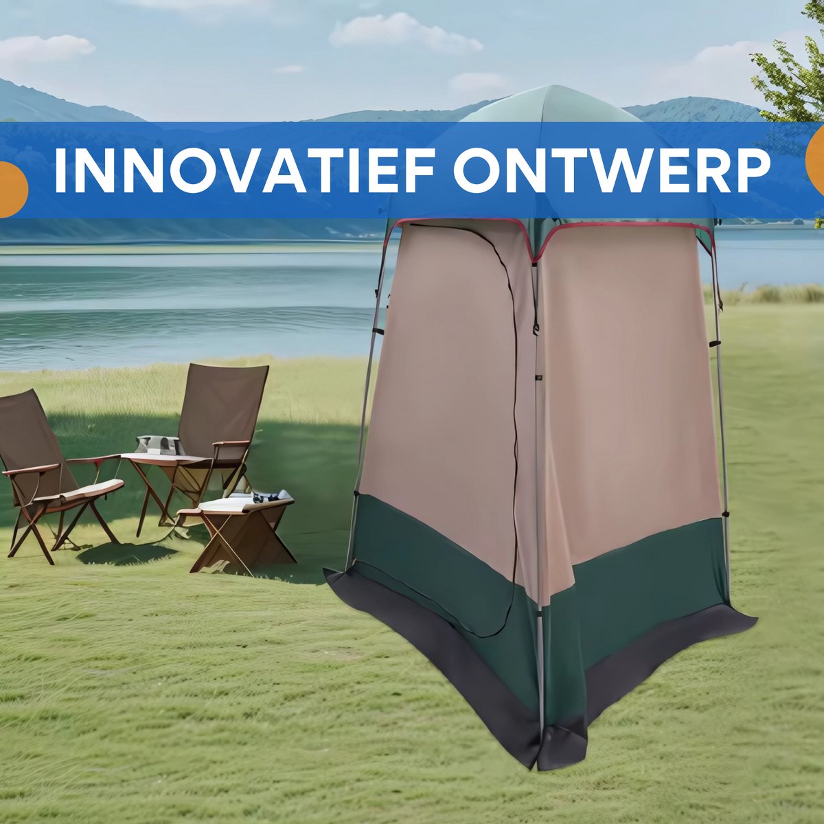 Douchetent camping - Popup - Draagbare toilet- en kleedkamer tent - Stabiele structuur met anti-muggengaas