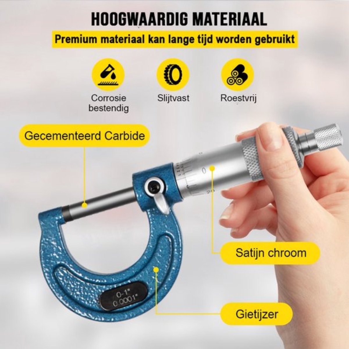 Happyment Micrometer PRO - 4 in 1 - Meetklok - RVS - Opbergdoos