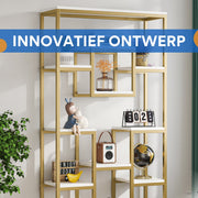 Boekenkast Dubai - Goud - Met 5 Lagen - Marmerlook - Voor Woonkamer, Slaapkamer of Kantoor
