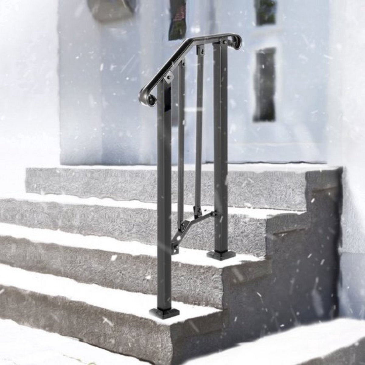 Trapleuning - Balustrade voor 1-2 tredens - Houders - Leuningen voor Trappen - Staal - Met trapleuninghouders