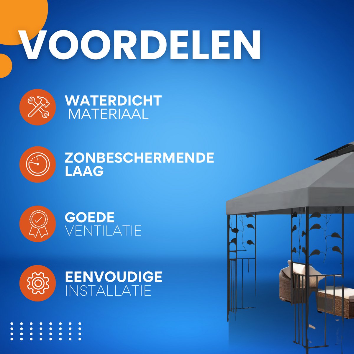 Partytent dak grijs - 3x3m doek - Tentdoek - Vervangend dak voor tent - Paviljoen - Waterdicht