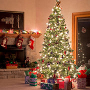 Kerstboom met verlichting - Spar - 210cm - Met houten standaard