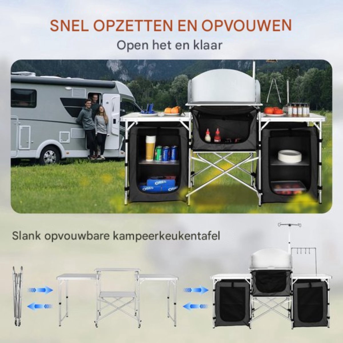 Happyment Campingkast - Keukenkastje - Tuinkast - Voor buiten - Camping buiten