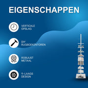 Boekentoren - Wit - Boekenrek voor thuis, kantoor of woonkamer - 9 lagen - 170cm