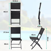 Outdoor Klaptafel Set Valora - Balkonset - 3-delig - Voor Camping en Picknick - Opvouwbare Rotan Meubelstoel en Tafel - Draagbare Balkonset met 2 Stoelen - Donkergrijs