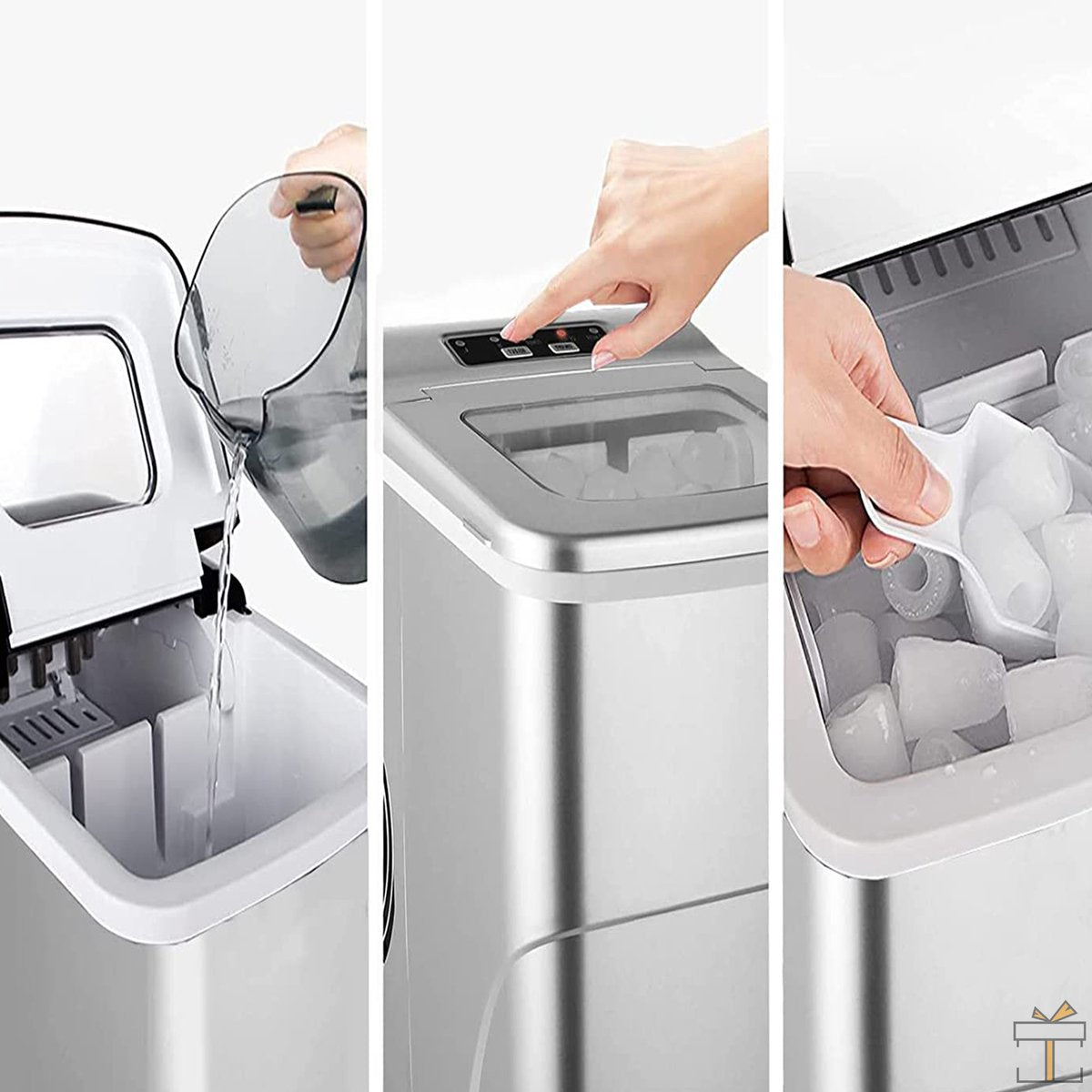 Ijsblokjesmachine PRO - 2L - Ijsmachine - Ijsblokjesmaker 2 maten - 9 ijsblokes in 6 minuten - 12KG/24uur