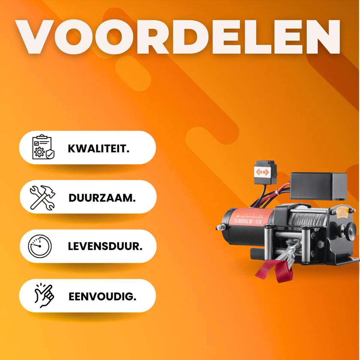 Elektrische Lier PRO - Takel - Hijskraan - Draadloze afstandsbediening - 1360KG Power Winch - 12V DC Offroad motor
