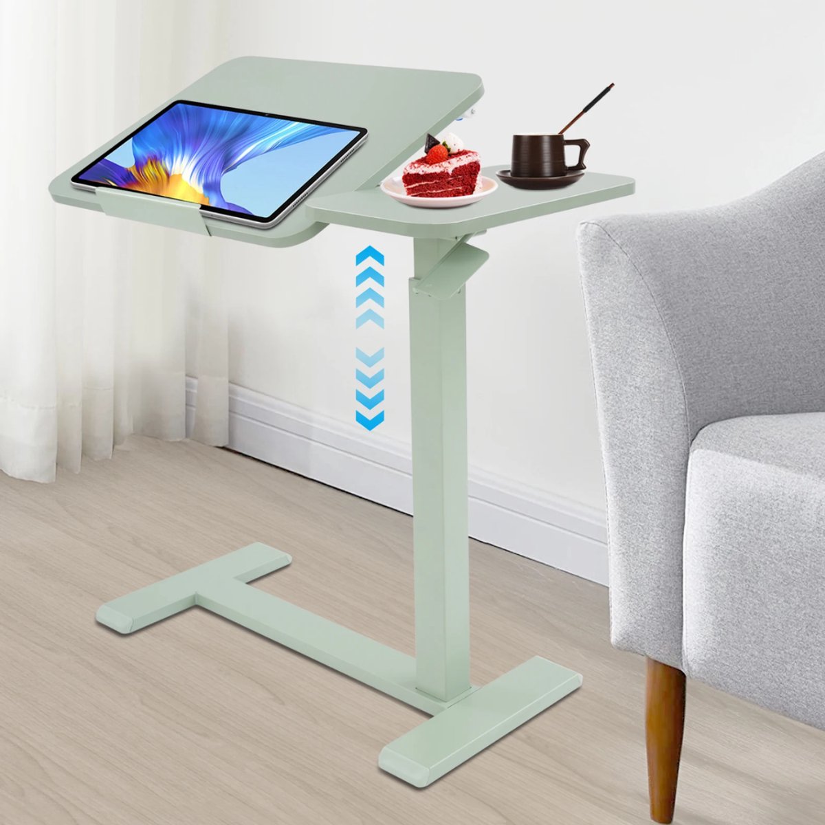 Laptoptafel - Bijzettafel - Bedtafel - Banktafel- Voor gebruik aan bed of kantoor - Verstelbaar - Groen