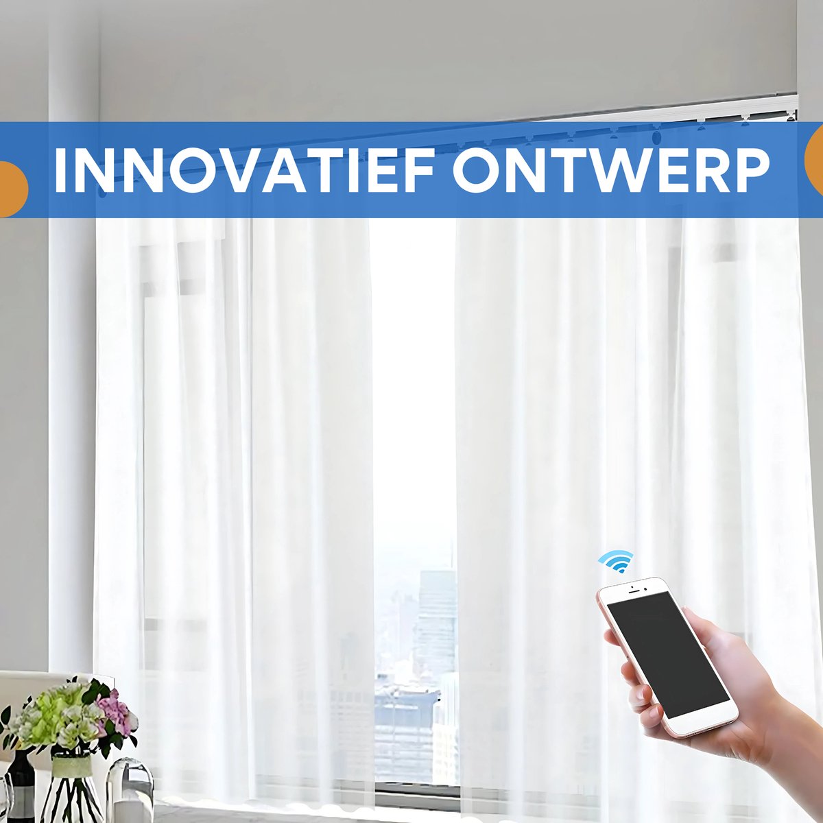 Gemotoriseerde Gordijnrail - Gordijnmotor - met App- & Spraakbediening - 45dB Stil - Lengte 2,15-4,2m
