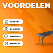 180 cm Opvouwbare Tafel - Draagbare en Robuuste Kunststof Eettafel - Half Opklapbaar voor Binnen en Buiten - Ideaal voor Kamperen, Picknick en Feesten